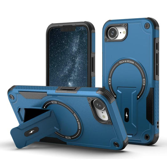 For iPhone 16e Armor Magsafe Holder PC Hybrid TPU Phone Case(Dark Blue) - iPhone 16e Cases by PMC Jewellery | Online Shopping South Africa | PMC Jewellery | Buy Now Pay Later Mobicred