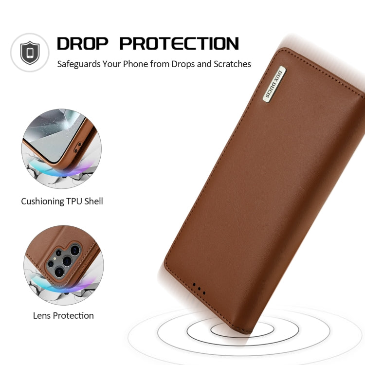 For Samsung Galaxy S25 Ultra 5G DUX DUCIS Hivo Series Cowhide + PU + TPU Flip Phone Case(Brown) - Galaxy S25 Ultra 5G Cases by DUX DUCIS | Online Shopping South Africa | PMC Jewellery | Buy Now Pay Later Mobicred