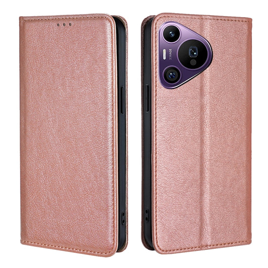 For Huawei Pura 70 Pro / Pro+ Gloss Oil Solid Color Magnetic Leather Phone Case(Rose Gold) - Huawei Cases by PMC Jewellery | Online Shopping South Africa | PMC Jewellery | Buy Now Pay Later Mobicred