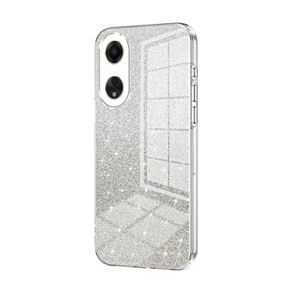 For OPPO A58 5G / A58x 5G Gradient Glitter Powder Electroplated Phone Case(Transparent) - OPPO Cases by PMC Jewellery | Online Shopping South Africa | PMC Jewellery | Buy Now Pay Later Mobicred