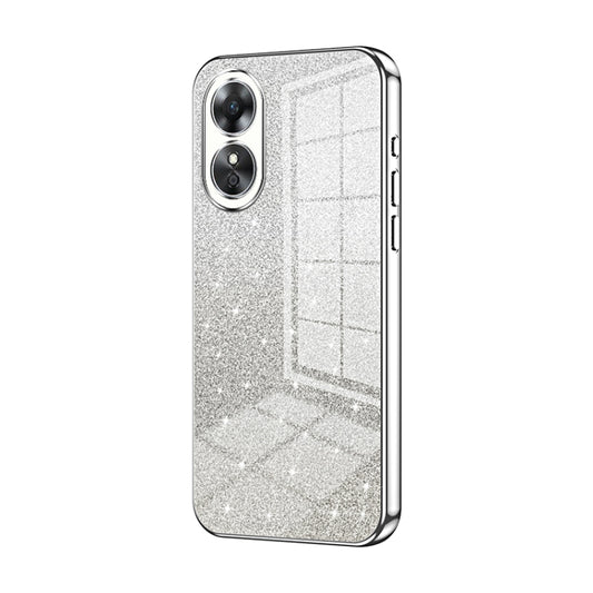 For OPPO A17 / A17K Gradient Glitter Powder Electroplated Phone Case(Silver) - OPPO Cases by PMC Jewellery | Online Shopping South Africa | PMC Jewellery | Buy Now Pay Later Mobicred