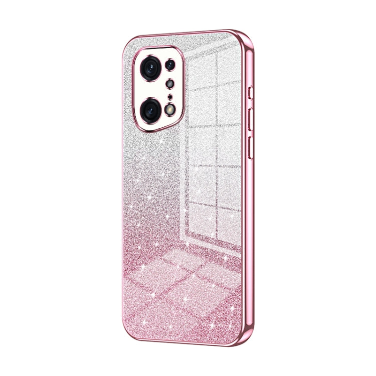 For OPPO Find X5 Pro Gradient Glitter Powder Electroplated Phone Case(Pink) - free shipping - PMC TechLife - Order now!
