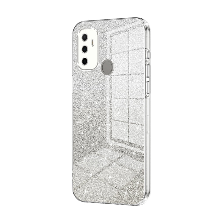 For OPPO A53 2020 / A32 / A11s  Gradient Glitter Powder Electroplated Phone Case(Transparent) - OPPO Cases by PMC Jewellery | Online Shopping South Africa | PMC Jewellery | Buy Now Pay Later Mobicred