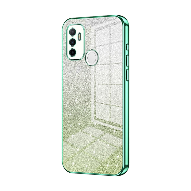 For OPPO A53 2020 / A32 / A11s  Gradient Glitter Powder Electroplated Phone Case(Green) - OPPO Cases by PMC TechLife | Online Shopping South Africa | PMC TechLife | Buy Now Pay Later Mobicred