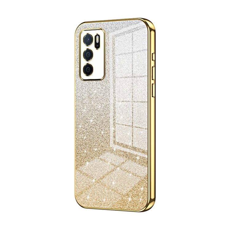 For OPPO A16 / A16s / A54s Gradient Glitter Powder Electroplated Phone Case(Gold) - OPPO Cases by PMC Jewellery | Online Shopping South Africa | PMC Jewellery | Buy Now Pay Later Mobicred