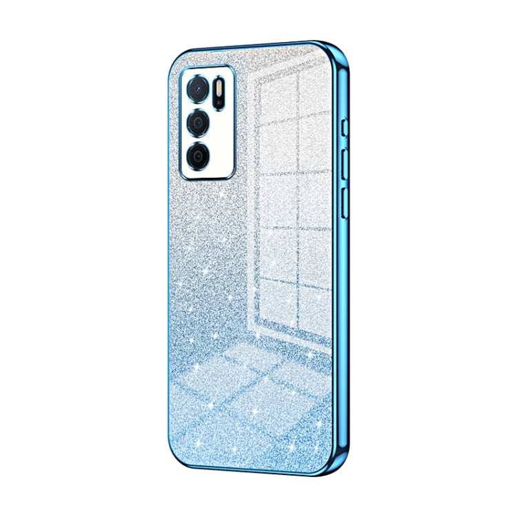 For OPPO A16 / A16s / A54s Gradient Glitter Powder Electroplated Phone Case(Blue) - OPPO Cases by PMC Jewellery | Online Shopping South Africa | PMC Jewellery | Buy Now Pay Later Mobicred