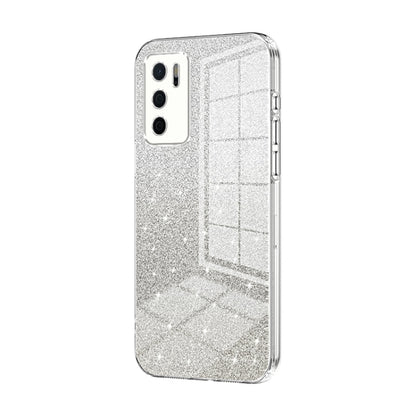For OPPO A16 / A16s / A54s Gradient Glitter Powder Electroplated Phone Case(Transparent) - OPPO Cases by PMC Jewellery | Online Shopping South Africa | PMC Jewellery | Buy Now Pay Later Mobicred