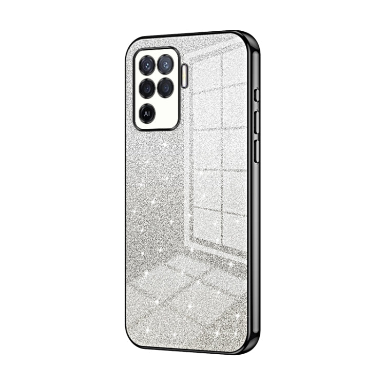 For OPPO A94 4G Gradient Glitter Powder Electroplated Phone Case(Black) - OPPO Cases by PMC Jewellery | Online Shopping South Africa | PMC Jewellery | Buy Now Pay Later Mobicred