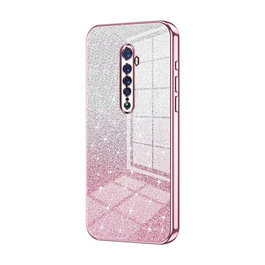 For OPPO Reno2 Gradient Glitter Powder Electroplated Phone Case(Pink) - OPPO Cases by PMC Jewellery | Online Shopping South Africa | PMC Jewellery | Buy Now Pay Later Mobicred