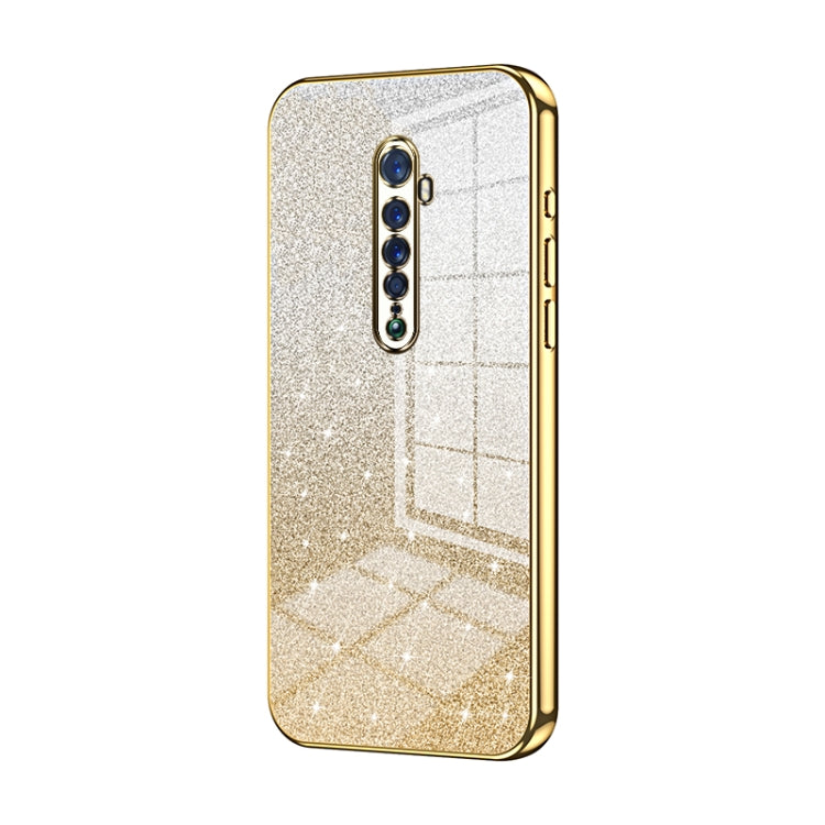 For OPPO Reno2 Gradient Glitter Powder Electroplated Phone Case(Gold) - OPPO Cases by PMC Jewellery | Online Shopping South Africa | PMC Jewellery | Buy Now Pay Later Mobicred