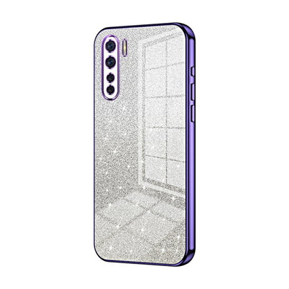 For OPPO Reno3 4G / F15 / A91 Gradient Glitter Powder Electroplated Phone Case(Purple) - OPPO Cases by PMC Jewellery | Online Shopping South Africa | PMC Jewellery | Buy Now Pay Later Mobicred