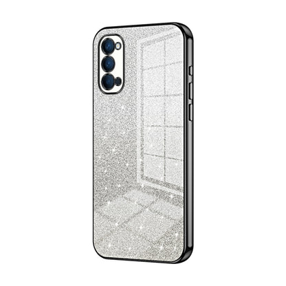 For OPPO Reno4 Gradient Glitter Powder Electroplated Phone Case(Black) - OPPO Cases by PMC Jewellery | Online Shopping South Africa | PMC Jewellery | Buy Now Pay Later Mobicred