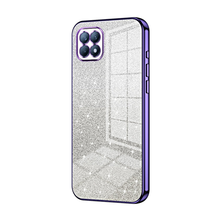 For OPPO Reno4 SE Gradient Glitter Powder Electroplated Phone Case(Purple) - OPPO Cases by PMC Jewellery | Online Shopping South Africa | PMC Jewellery | Buy Now Pay Later Mobicred