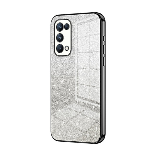 For OPPO Reno5 Pro Gradient Glitter Powder Electroplated Phone Case(Black) - OPPO Cases by PMC Jewellery | Online Shopping South Africa | PMC Jewellery | Buy Now Pay Later Mobicred