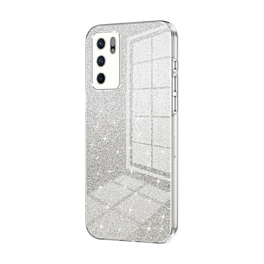 For OPPO Reno6 Indian / Malay Gradient Glitter Powder Electroplated Phone Case(Transparent) - OPPO Cases by PMC Jewellery | Online Shopping South Africa | PMC Jewellery | Buy Now Pay Later Mobicred