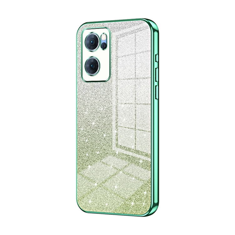 For OPPO Reno7 5G Gradient Glitter Powder Electroplated Phone Case(Green) - OPPO Cases by PMC TechLife | Online Shopping South Africa | PMC TechLife | Buy Now Pay Later Mobicred