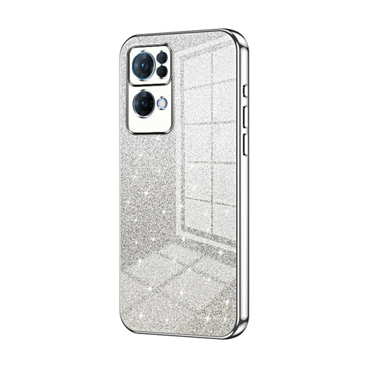 For OPPO Reno7 Pro Gradient Glitter Powder Electroplated Phone Case(Silver) - OPPO Cases by PMC Jewellery | Online Shopping South Africa | PMC Jewellery | Buy Now Pay Later Mobicred