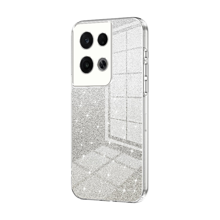 For OPPO Reno8 Pro Gradient Glitter Powder Electroplated Phone Case(Transparent) - OPPO Cases by PMC Jewellery | Online Shopping South Africa | PMC Jewellery | Buy Now Pay Later Mobicred