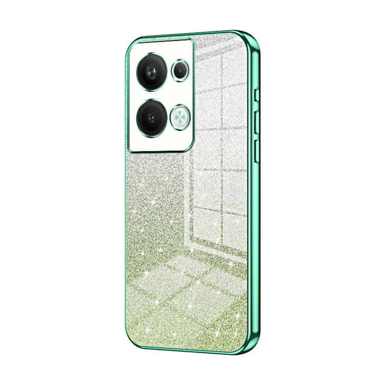 For OPPO Reno9 Pro+ Gradient Glitter Powder Electroplated Phone Case(Green) - OPPO Cases by PMC Jewellery | Online Shopping South Africa | PMC Jewellery | Buy Now Pay Later Mobicred