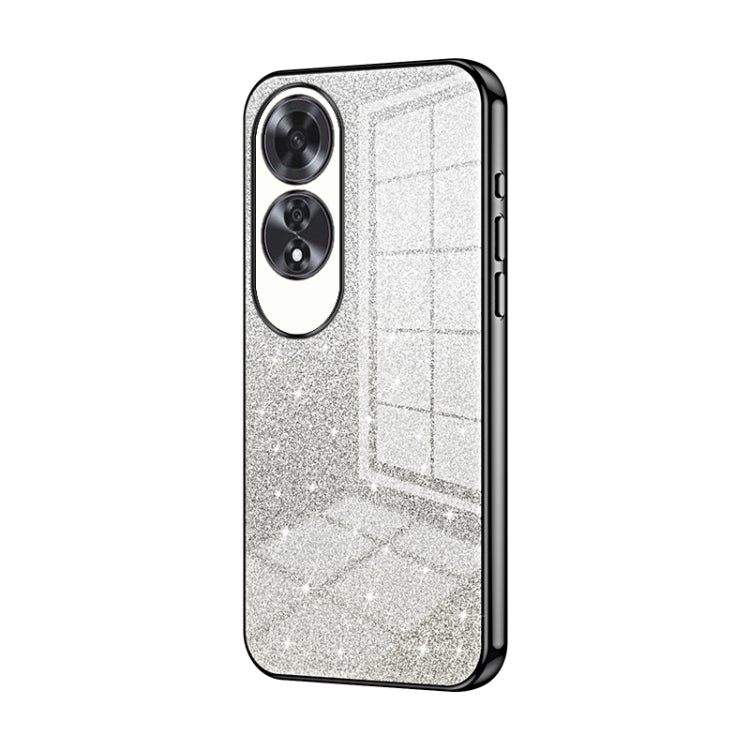 For OPPO A60 Gradient Glitter Powder Electroplated Phone Case(Black) - OPPO Cases by PMC TechLife | Online Shopping South Africa | PMC TechLife | Buy Now Pay Later Mobicred