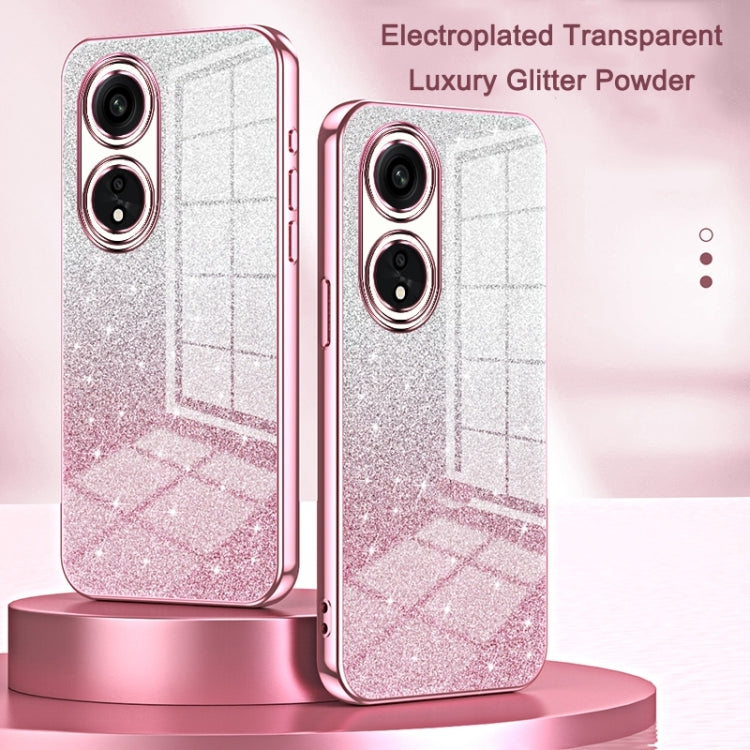 For OPPO Reno8 Pro+ Gradient Glitter Powder Electroplated Phone Case(Pink) - OPPO Cases by PMC Jewellery | Online Shopping South Africa | PMC Jewellery | Buy Now Pay Later Mobicred