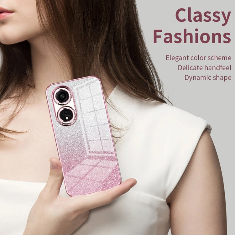 For OPPO Reno4 Gradient Glitter Powder Electroplated Phone Case(Purple) - OPPO Cases by PMC TechLife | Online Shopping South Africa | PMC TechLife | Buy Now Pay Later Mobicred