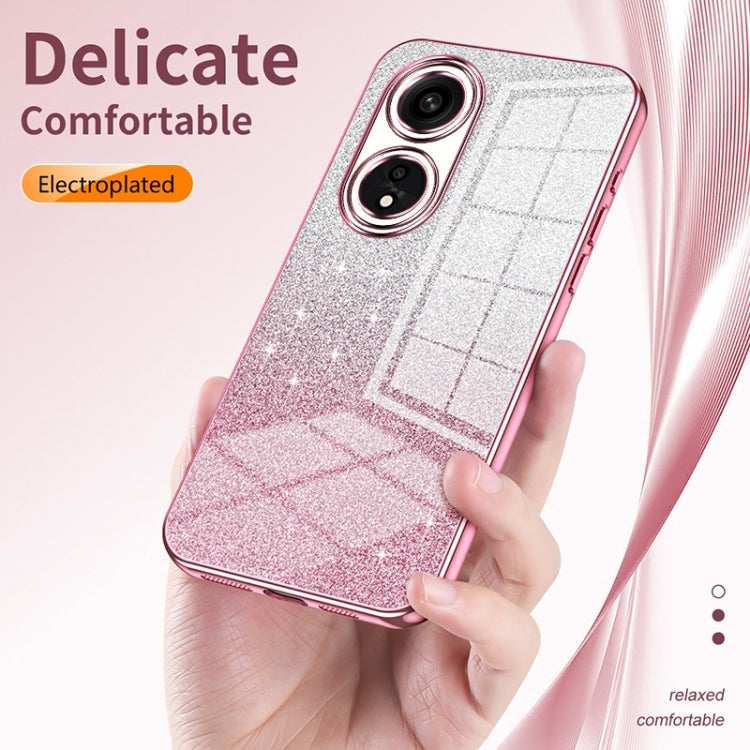 For OPPO Reno4 SE Gradient Glitter Powder Electroplated Phone Case(Silver) - OPPO Cases by PMC Jewellery | Online Shopping South Africa | PMC Jewellery | Buy Now Pay Later Mobicred