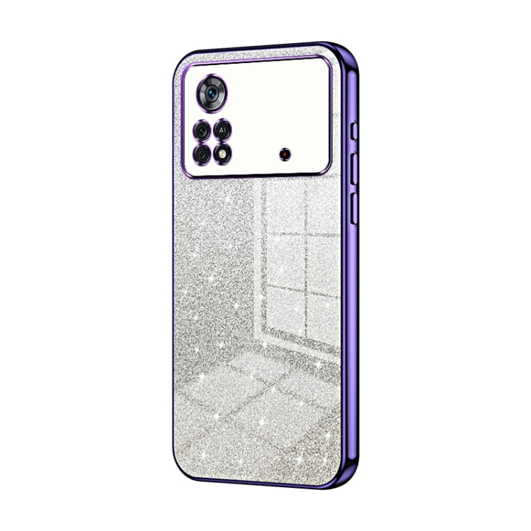 For Xiaomi Poco X4 Pro 5G Gradient Glitter Powder Electroplated Phone Case(Purple) - Xiaomi Cases by PMC Jewellery | Online Shopping South Africa | PMC Jewellery | Buy Now Pay Later Mobicred