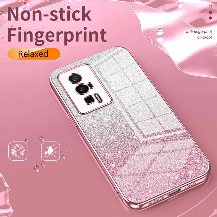 For Xiaomi Poco X4 Pro 5G Gradient Glitter Powder Electroplated Phone Case(Blue) - Poco X4 Pro 5G Cases by PMC TechLife | Online Shopping South Africa | PMC TechLife