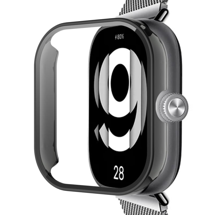 For Redmi Watch 4 PC + Tempered Glass Integrated Watch Protective Case(Black) - Watch Cases by PMC TechLife | Online Shopping South Africa | PMC TechLife