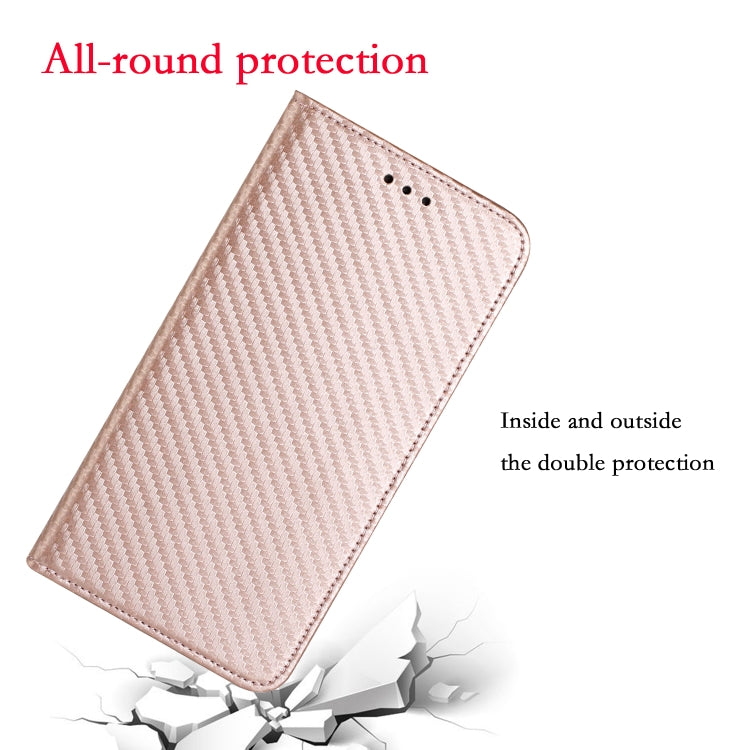 For Xiaomi Redmi 13C Carbon Fiber Texture Flip Holder Leather Phone Case(Rose Gold) - 13C Cases by PMC Jewellery | Online Shopping South Africa | PMC Jewellery | Buy Now Pay Later Mobicred