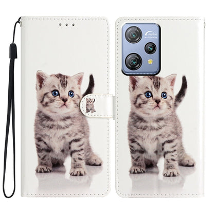 For Blackview A53 Pro Colored Drawing Leather Phone Case(Little Tabby Cat) - More Brand by PMC Jewellery | Online Shopping South Africa | PMC Jewellery | Buy Now Pay Later Mobicred