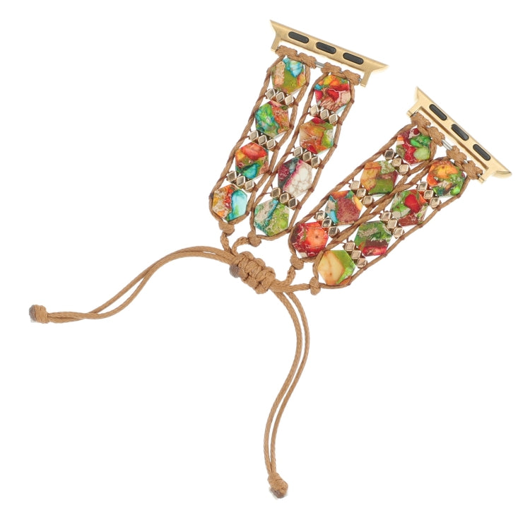 For Apple Watch Series 9 45mm Hexagonal Stones Drawstring Chain Watch Band(Colorful) - Watch Bands by PMC TechLife | Online Shopping South Africa | PMC TechLife