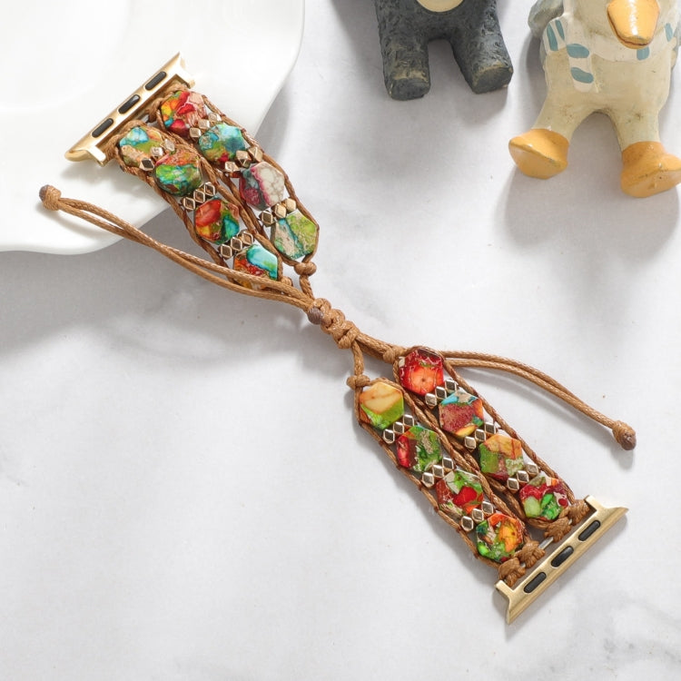 For Apple Watch SE 2022 40mm Hexagonal Stones Drawstring Chain Watch Band(Colorful) - free shipping - PMC TechLife - Order now!
