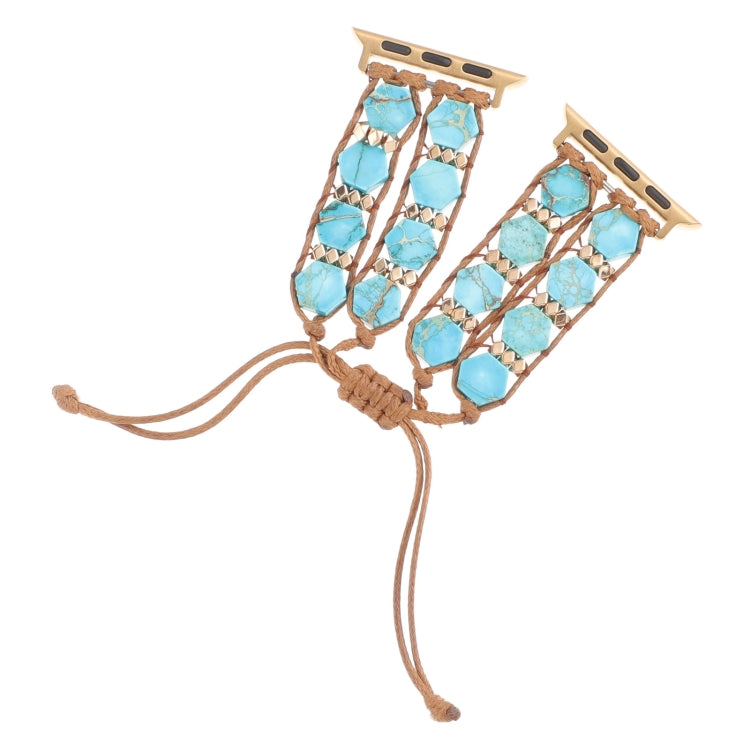 For Apple Watch SE 40mm Hexagonal Stones Drawstring Chain Watch Band(Blue) - Watch Bands by PMC TechLife | Online Shopping South Africa | PMC TechLife