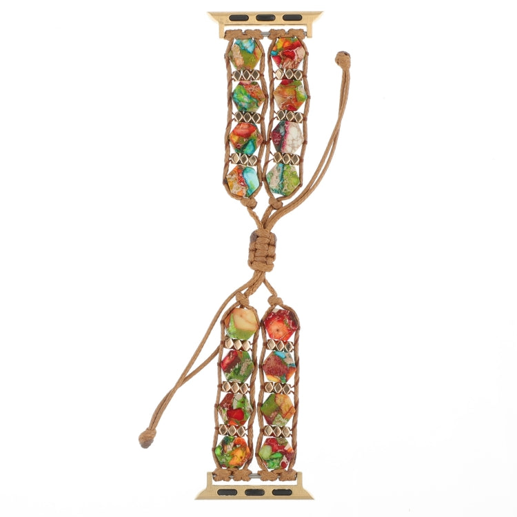 For Apple Watch Series 2 42mm Hexagonal Stones Drawstring Chain Watch Band(Colorful) - Watch Bands by PMC TechLife | Online Shopping South Africa | PMC TechLife