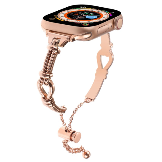 For Apple Watch SE 2023 44mm Twist Metal Bracelet Chain Watch Band(Rose Gold) - Watch Bands by PMC Jewellery | Online Shopping South Africa | PMC Jewellery