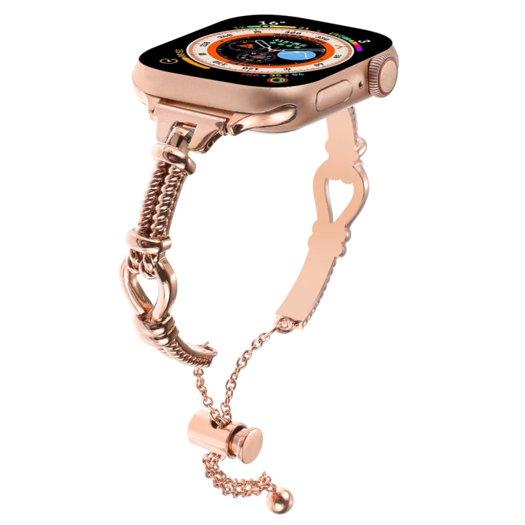 For Apple Watch SE 2022 44mm Twist Metal Bracelet Chain Watch Band(Rose Gold) - Watch Bands by PMC Jewellery | Online Shopping South Africa | PMC Jewellery