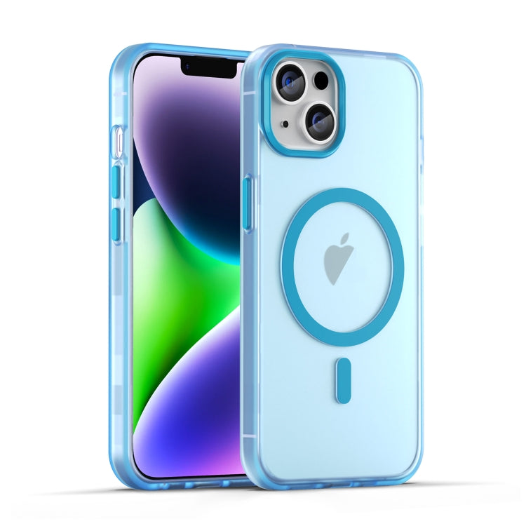 For iPhone 15 MagSafe Frosted Translucent TPU + PC Full Coverage Phone Case(Blue) - iPhone 15 Cases by PMC Jewellery | Online Shopping South Africa | PMC Jewellery