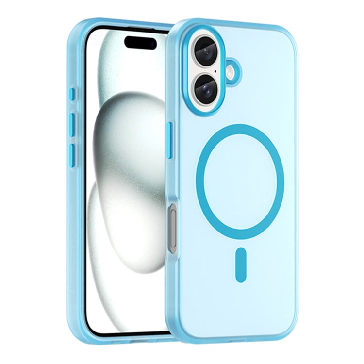 For iPhone 16 MagSafe Frosted Translucent TPU + PC Full Coverage Phone Case(Blue) - iPhone 16 Cases by PMC Jewellery | Online Shopping South Africa | PMC Jewellery | Buy Now Pay Later Mobicred