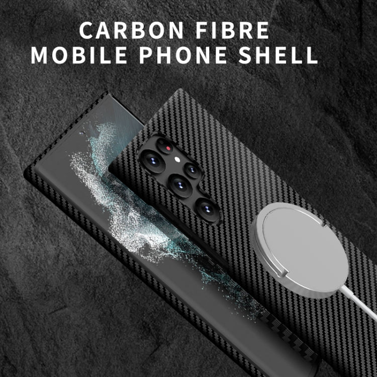 For Samsung Galaxy S25 5G Carbon Fiber Texture MagSafe Magnetic Phone Case(Black Silver) - Galaxy S25 5G Cases by PMC Jewellery | Online Shopping South Africa | PMC Jewellery | Buy Now Pay Later Mobicred