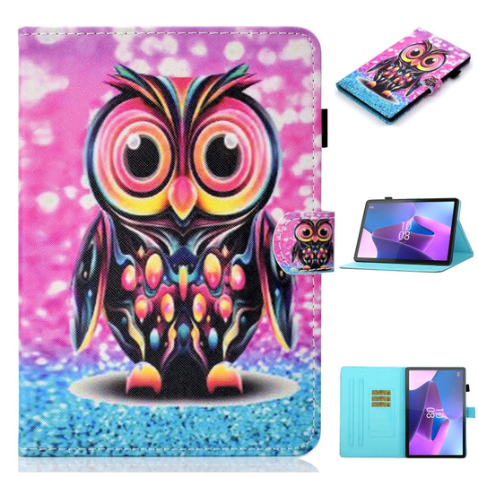 For Lenovo Tab P12 2023 / TB370FU Coloured Drawing Stitching Smart Leather Tablet Case(Owl) - Lenovo by PMC Jewellery | Online Shopping South Africa | PMC Jewellery | Buy Now Pay Later Mobicred