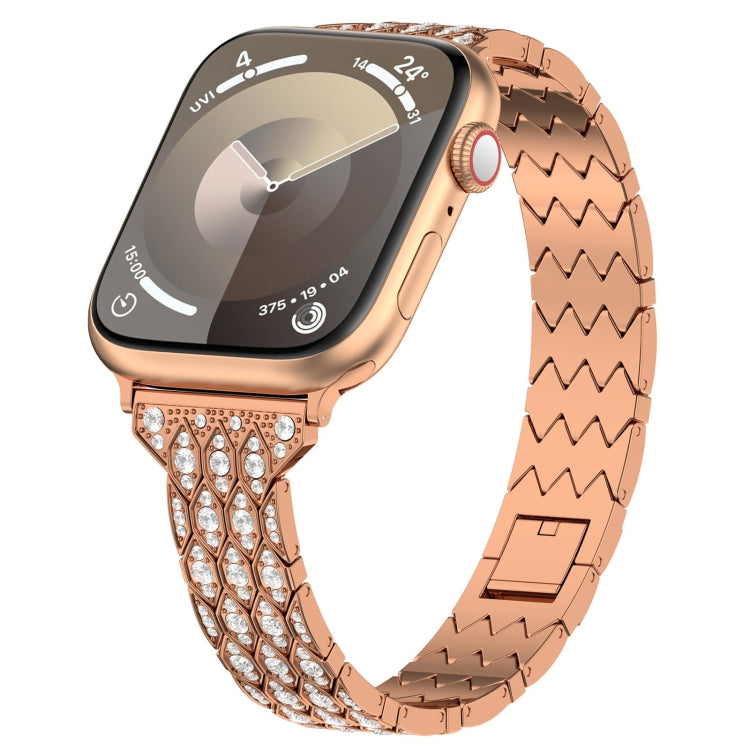 For Apple Watch SE 2023 40mm Devil Eye Diamond Bracelet Metal Watch Band(Rose Gold) - Watch Bands by PMC Jewellery | Online Shopping South Africa | PMC Jewellery