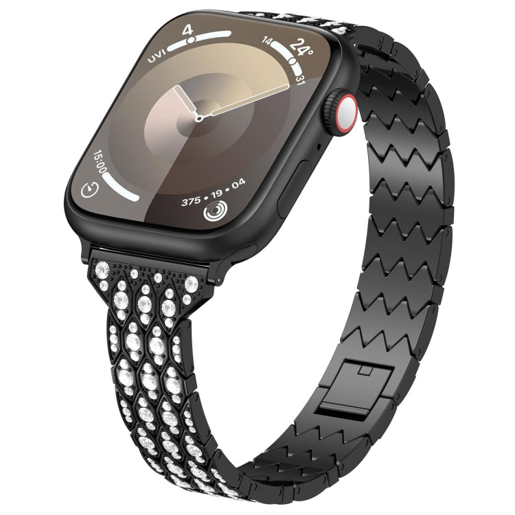 For Apple Watch Series 7 41mm Devil Eye Diamond Bracelet Metal Watch Band(Black) - Watch Bands by PMC Jewellery | Online Shopping South Africa | PMC Jewellery