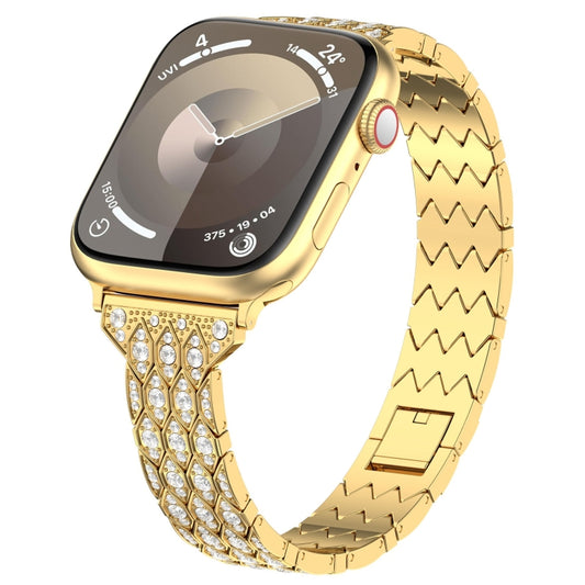 For Apple Watch Series 3 38mm Devil Eye Diamond Bracelet Metal Watch Band(Gold) - Watch Bands by PMC Jewellery | Online Shopping South Africa | PMC Jewellery