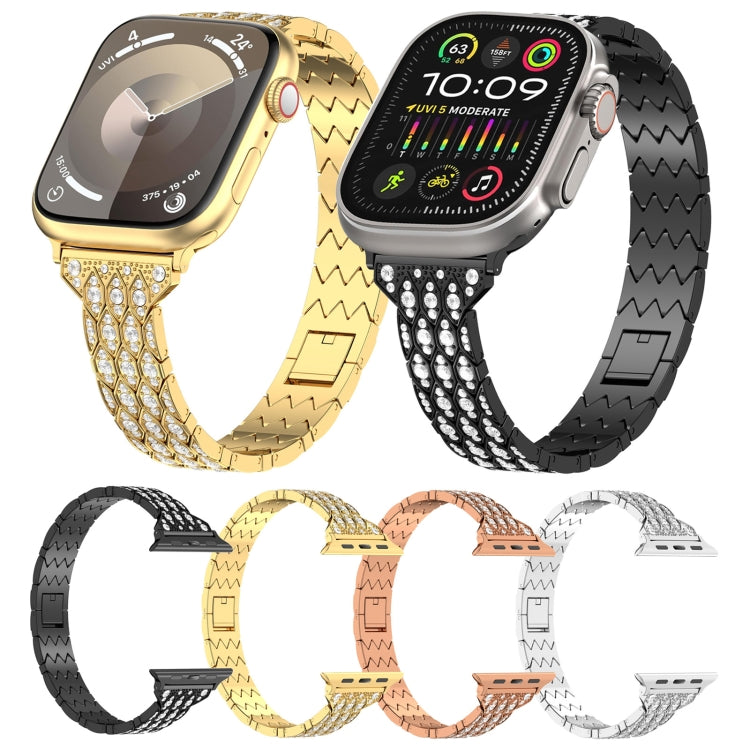 For Apple Watch Series 8 41mm Devil Eye Diamond Bracelet Metal Watch Band(Gold) - Watch Bands by PMC Jewellery | Online Shopping South Africa | PMC Jewellery