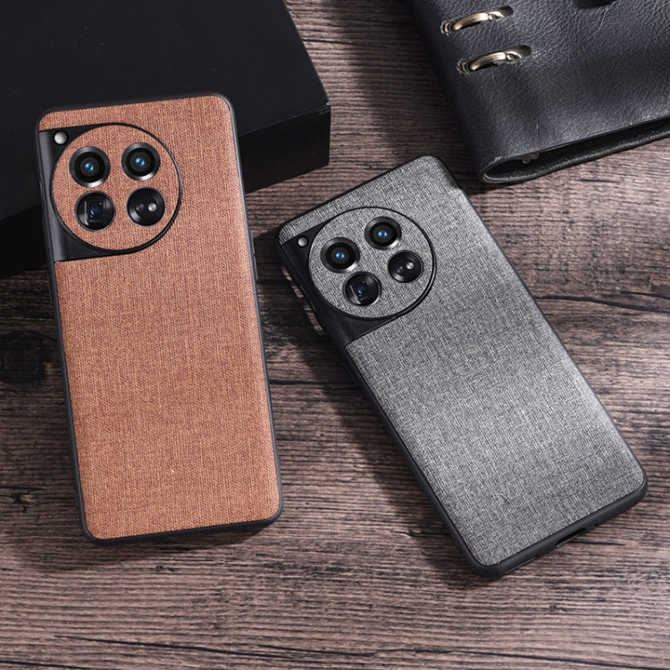 For OnePlus 12 Cloth Texture PU + TPU Phone Case(Black) - OnePlus Cases by PMC TechLife | Online Shopping South Africa | PMC TechLife