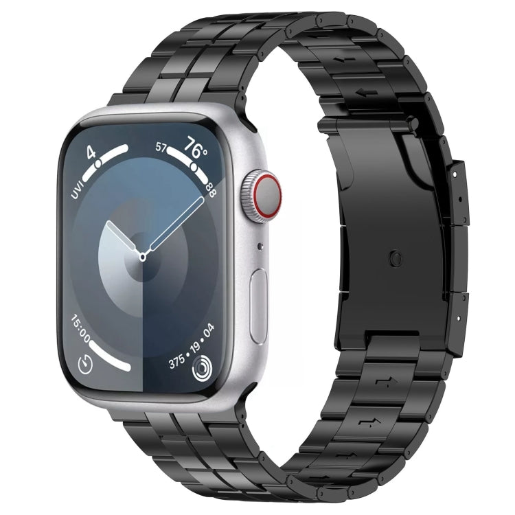 For Apple Watch Series 5 44mm Tortoise Buckle Titanium Steel Watch Band(Black) - Watch Bands by PMC Jewellery | Online Shopping South Africa | PMC Jewellery