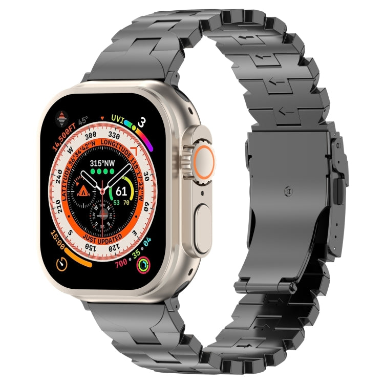 For Apple Watch Ultra 49mm Butterfly Type Titanium Steel Watch Band(Grey) - Watch Bands by PMC Jewellery | Online Shopping South Africa | PMC Jewellery