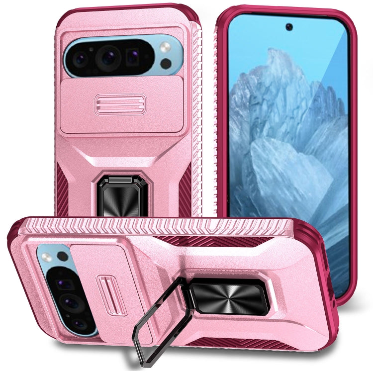 For Google Pixel 9 / Pixel 9 Pro Sliding Camshield Holder Phone Case(Pink + Rose Red) - Google Cases by PMC Jewellery | Online Shopping South Africa | PMC Jewellery | Buy Now Pay Later Mobicred